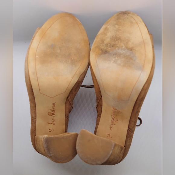 SAM EDELMAN Yvie Peep Toe Suede Ankle Booties Womens Size 5.5 - Picture 4 of 5